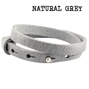 Natural grey wikkel armband leer dubbel
