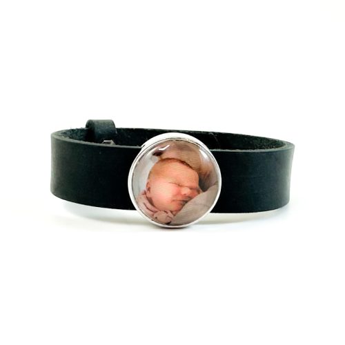 Leren armband met foto - foto armband leer zwart