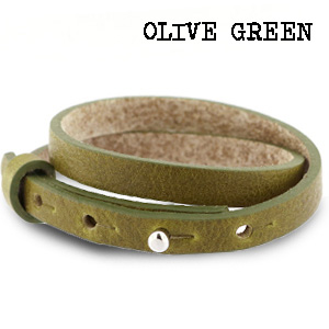 Leren wikkel armband olive green