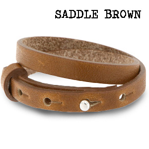 Leren wikkel armband saddle brown