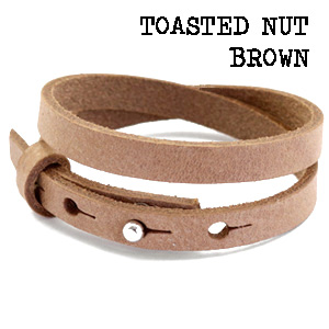 Leren wikkel armband toasted nut brown