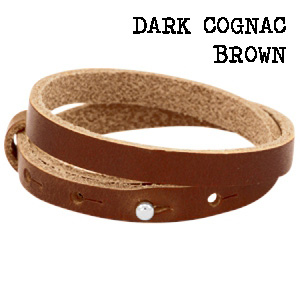 Leren wikkel armband dark cognac brown