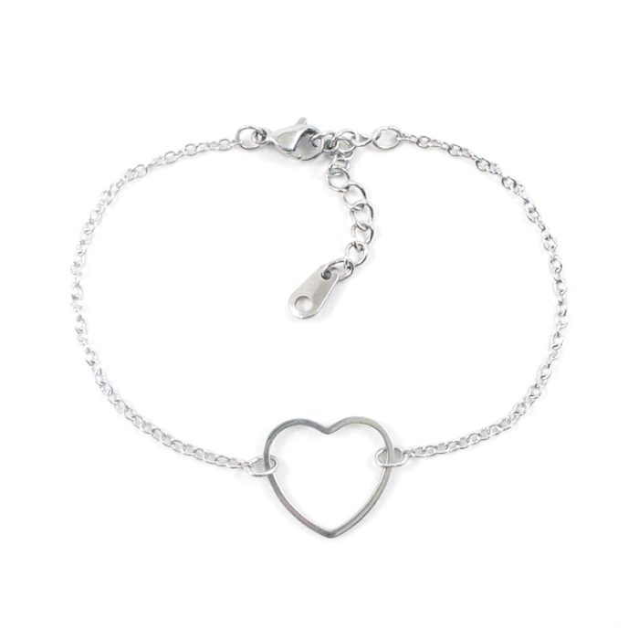 Armband met hartje zilver stainless steel