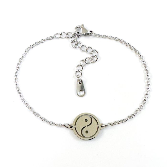 Armbandje Yin Yang zilver stainless steel