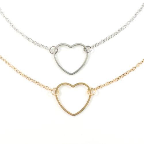 Ketting met hartje zilver of goud stainless steel