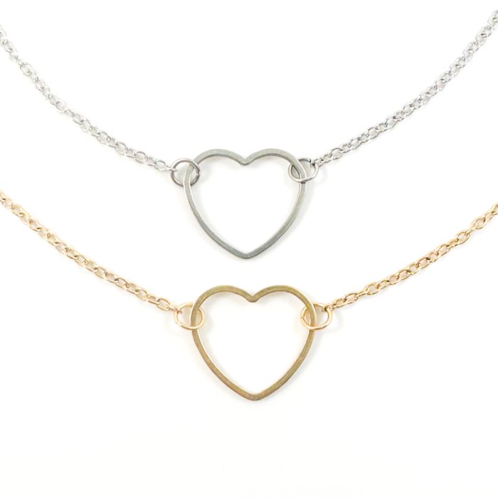 Ketting met hartje zilver of goud stainless steel